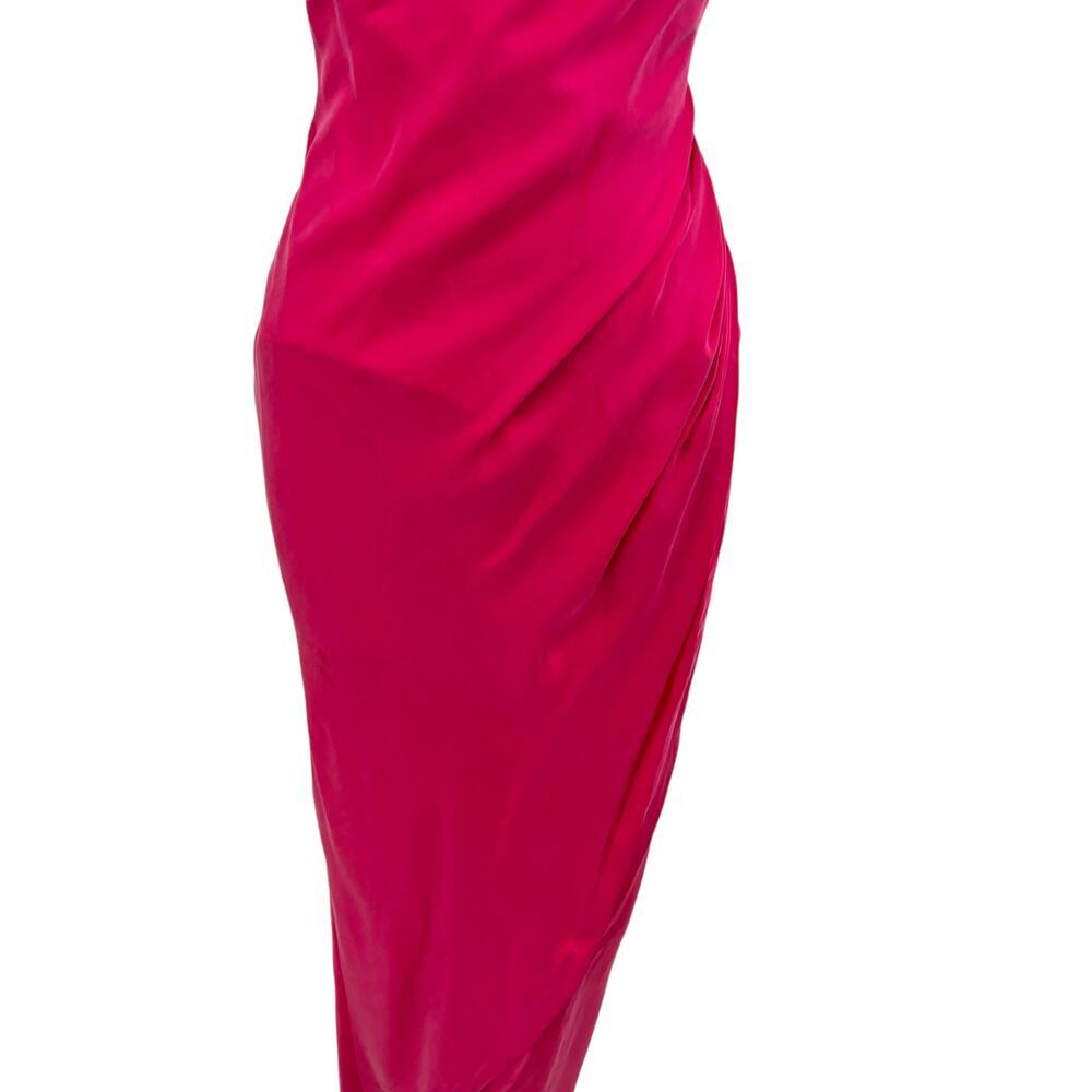 Lovers and Friends Noah Wrap Dress Slip Sleeveless Satin Hot Pink Size‎ Small - Picture 5 of 15